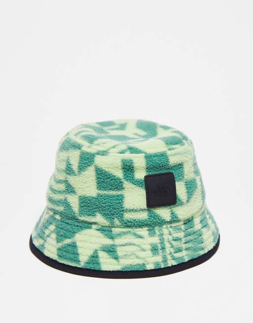 The North Face - NSE Fleeski - Bucket hat van fleece met geometrische print in saliegroen