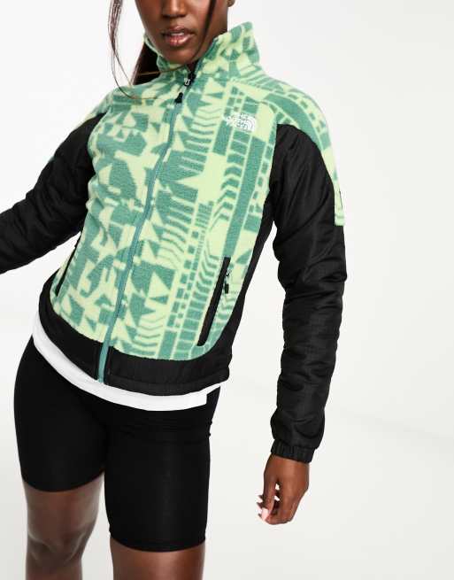 The North Face – NSE Fleeski – Polarowa kurtka dresowa w stylu lat 2000. w szałwiowozielony geometryczny wzór