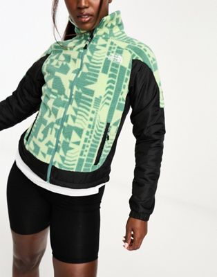 The North Face NSE Fleeski Y2K fleece track jacket in sage green geo print