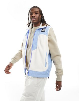 The North Face NSE Fleeski zip fleece gilet in off white and blue