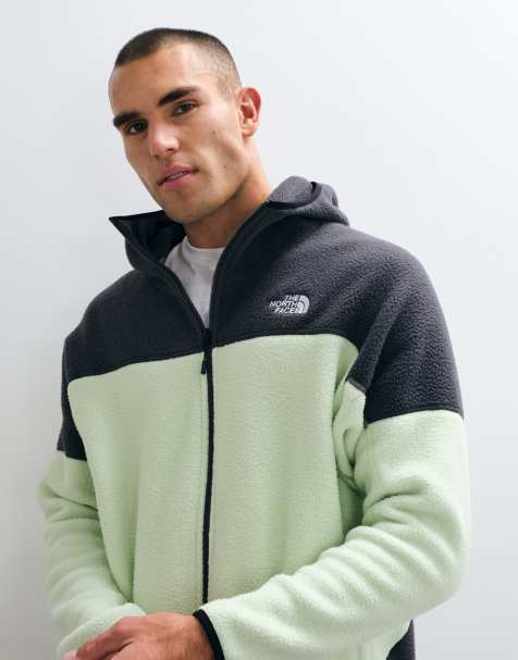 The North Face NSE full zip fleece with mask in lime green and grey - view 1