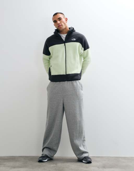 The North Face NSE full zip fleece with mask in lime green and grey, 3 of 5