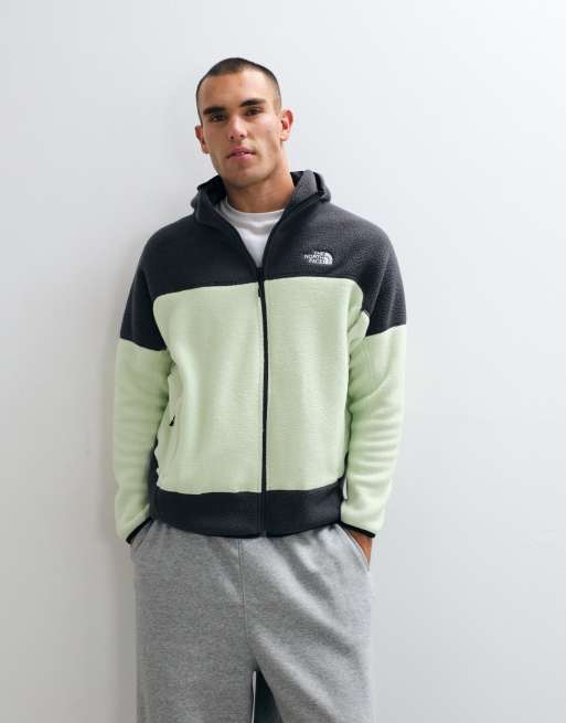 The North Face NSE full zip fleece with mask in lime green and grey, 5 of 5