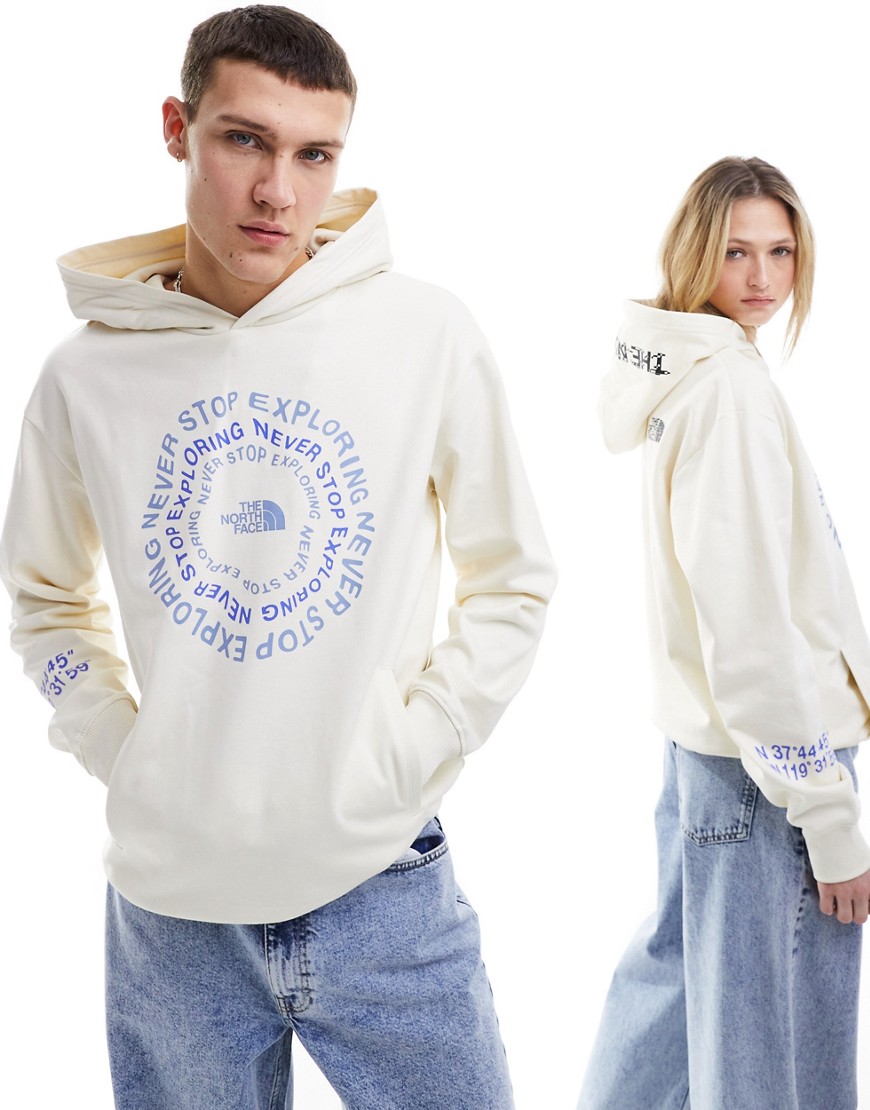 The North Face NSE graphic logo hoodie in off white