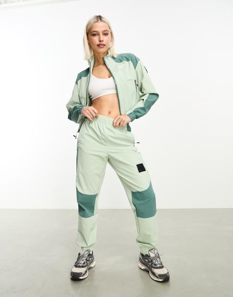 Pantalon jogging droit vert kaki femme