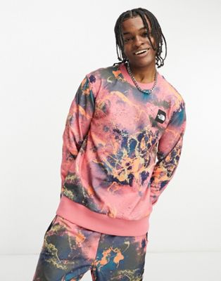 The North Face NSE Summer fleece sweatshirt in pink distort print