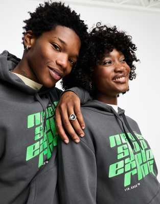 The North Face NSE unisex chest graphic fleece hoodie in grey - ASOS Price Checker