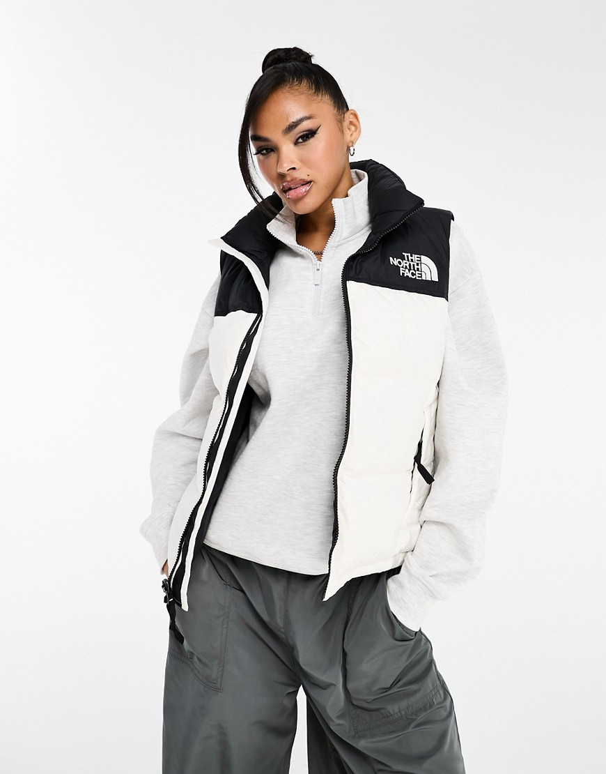 The North Face Nuptse '96 down puffer gilet in cream and black-White