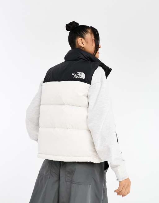 The North Face Nuptse '96 down puffer vest in cream and black | ASOS