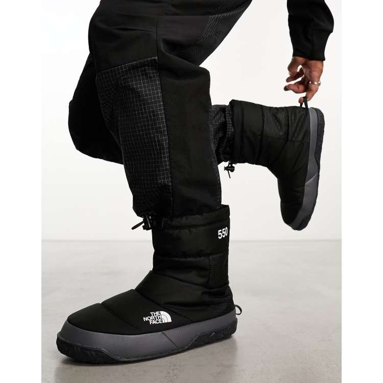 The North Face Nuptse Apres down insulated boot in black and grey