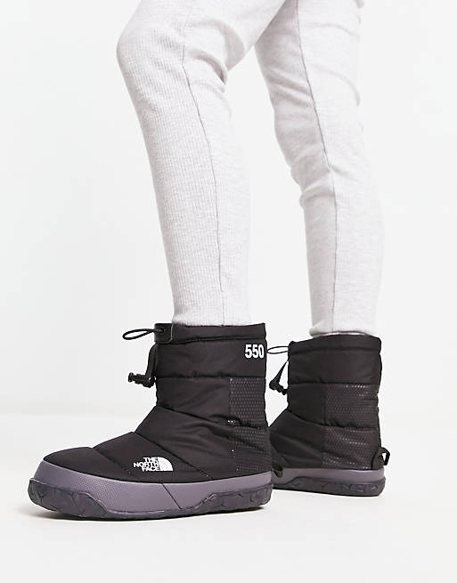The North Face Nuptse Apres down insulated booties in black | ASOS