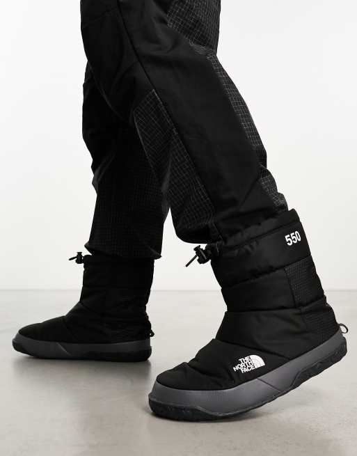 The North Face Nuptse Apres down insulated boots in black and grey