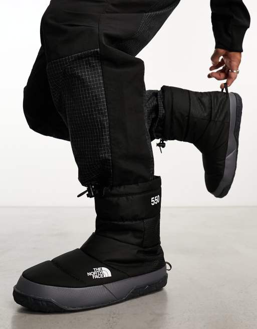 The North Face – Nuptse Apres – Mit Daunen isolierte Stiefel in Schwarz und Grau