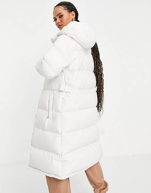 The North Face Nuptse Belted Long Puffer Jacket In White | lupon.gov.ph