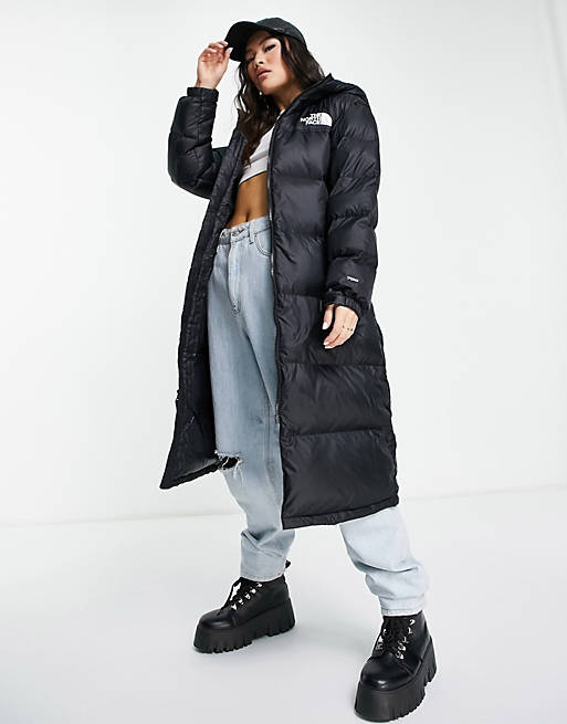 The North Face Nuptse Belted parka coat in black | ASOS