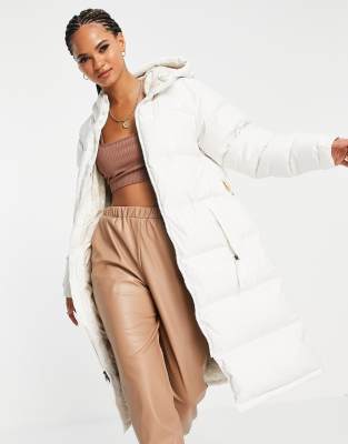 The North Face Nuptse Belted Parka Jacket In White In White