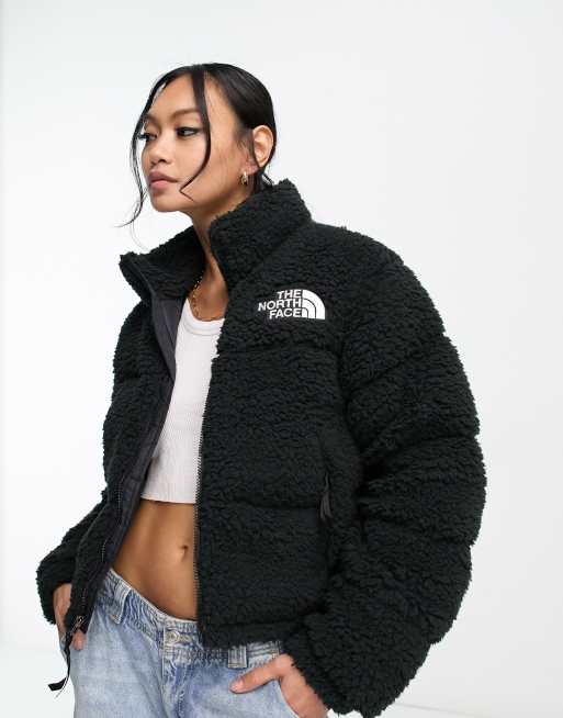 The North Face Nuptse cropped down puffer jacket in black