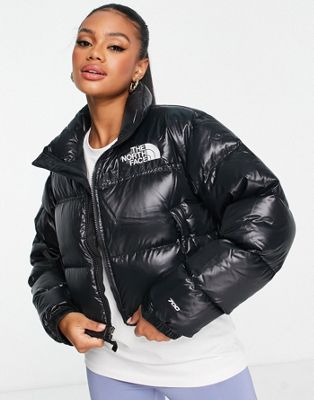 The North Face Nuptse cropped down jacket in black | ASOS