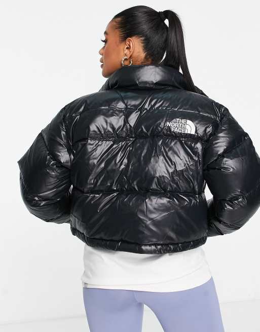 The North Face Nuptse cropped down jacket in black | ASOS