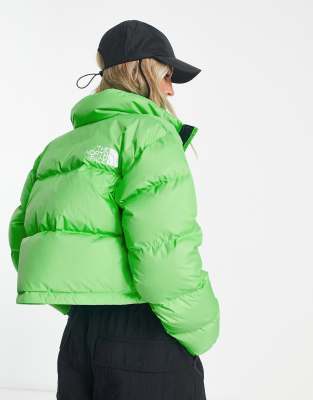 bright green north face jacket