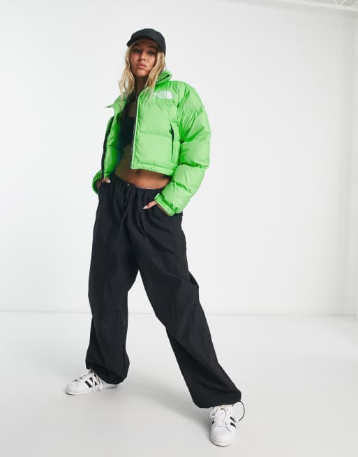 The North Face Nuptse cropped down jacket in bright green
