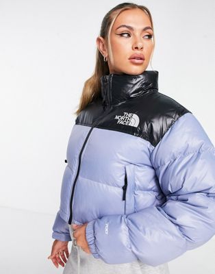 The North Face Nuptse cropped down jacket in folk blue | ASOS