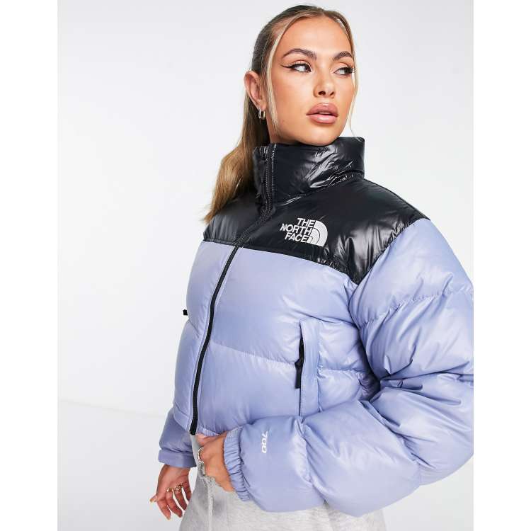 The North Face Nuptse cropped down jacket in folk blue