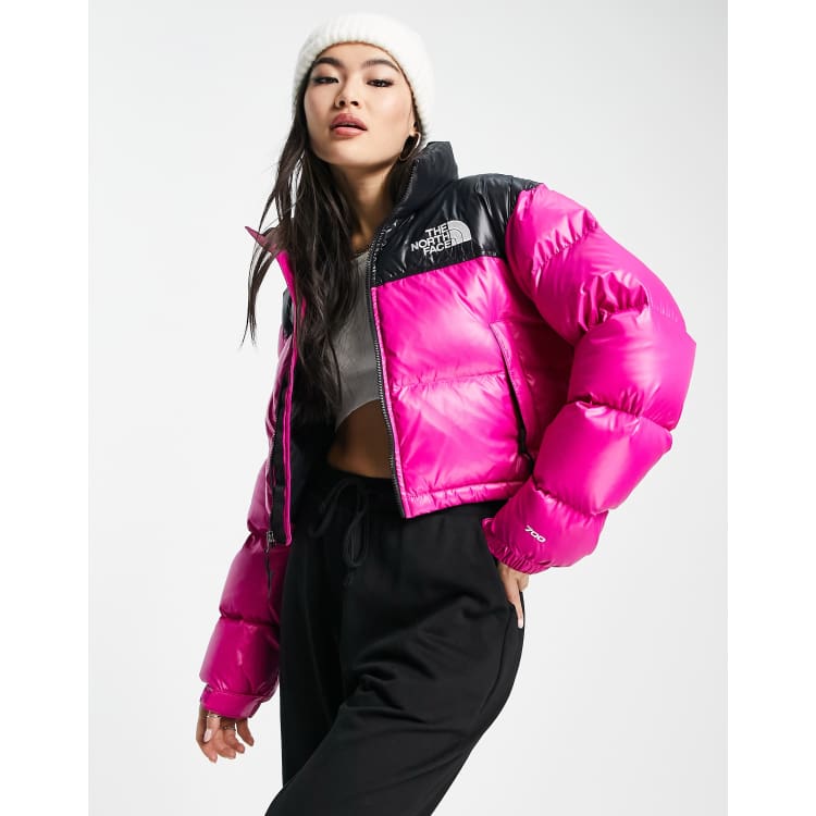 The north face pink and black hot sale jacket