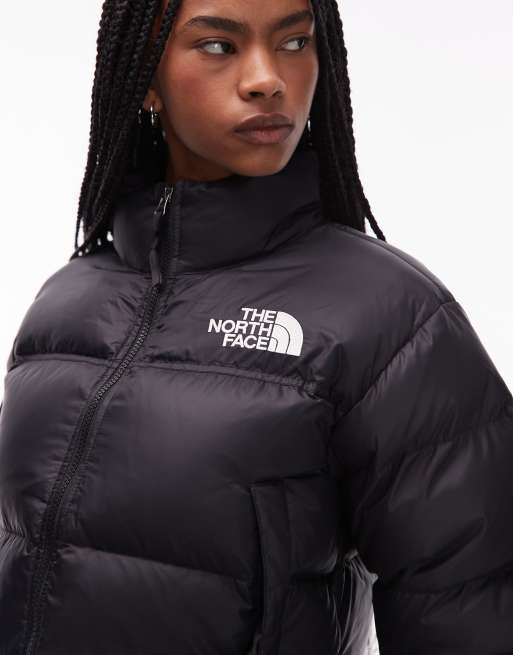 The North Face Nuptse cropped down puffer jacket in black ASOS