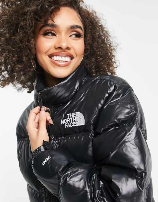 Black shiny north face on sale jacket