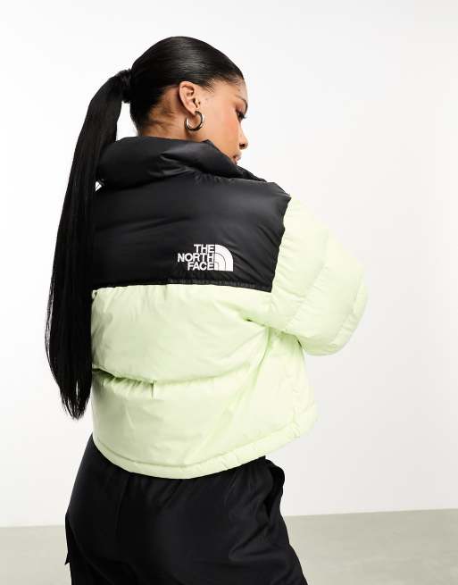 The North Face Nuptse cropped down puffer jacket in black