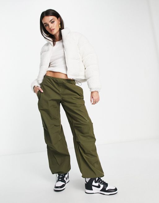 The North Face Nuptse cropped high pile down jacket in cream, 4 of 4