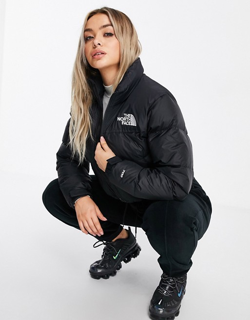 The North Face Nuptse Cropped Jacket In Black Asos