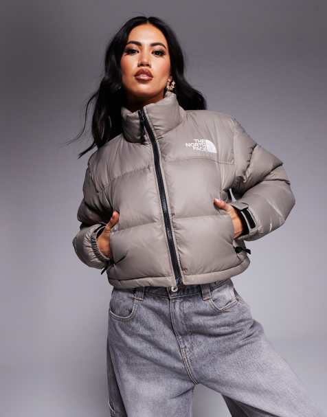 The North Face Nuptse cropped Jacket in brown
