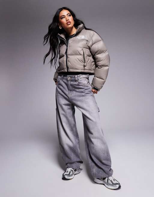 The North Face Nuptse cropped Jacket in brown