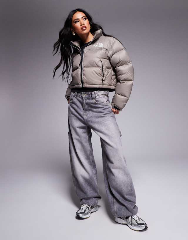 The North Face Nuptse cropped Jacket in brown | ASOS