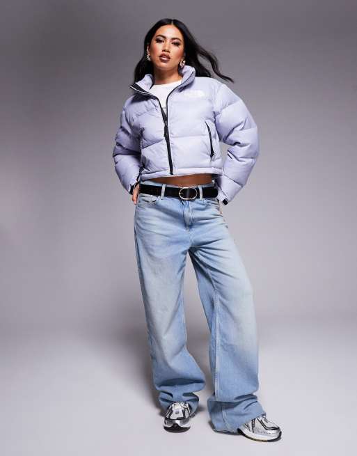 The North Face Nuptse Cropped Jacket in gray blue