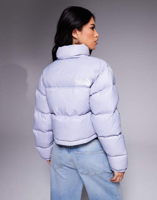 The North Face Nuptse Cropped Jacket in gray blue