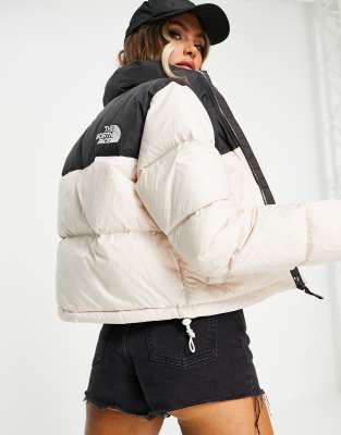 the north face nuptse crop pink tint