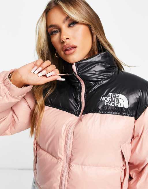 North face pink and sale grey jacket