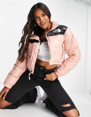 The North Face Nuptse cropped jacket in pink