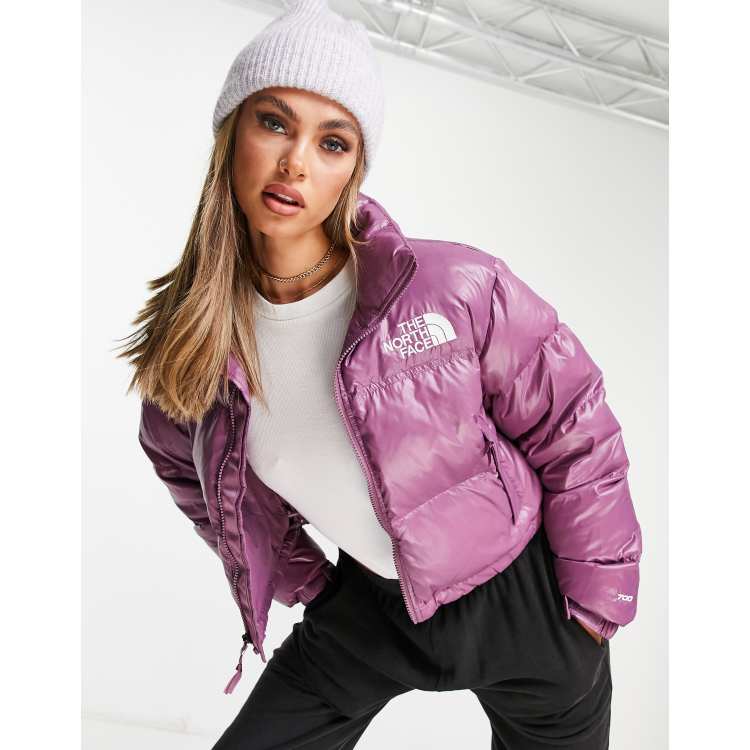 ジャケット The North Face Down jacket Nuptse cropped purple The North Face Nuptse Cropped Puffer Jacket In Purple