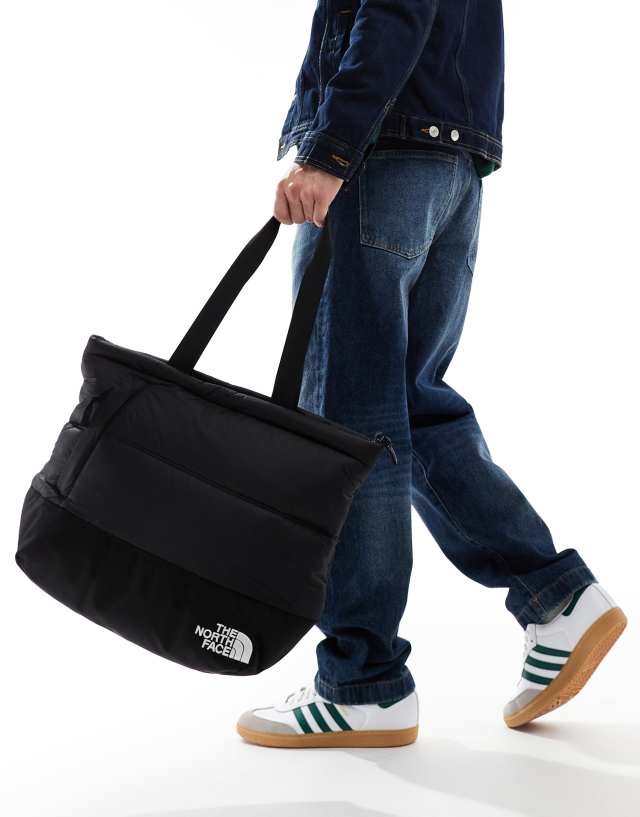 The North Face Nuptse down fill puffer tote bag in black | ASOS