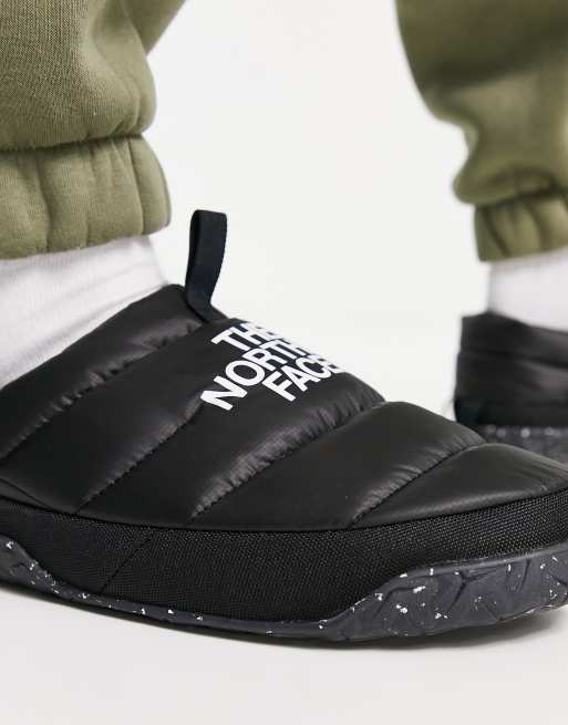 The North Face Nuptse down insulated slip on mules in black | ASOS