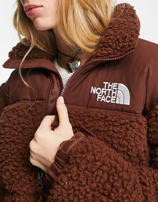 The North Face Nuptse high pile down jacket in brown