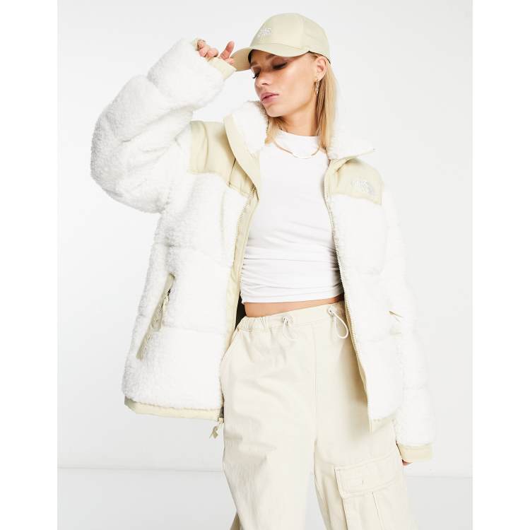 The North Face Nuptse high pile down jacket in cream