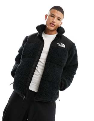 The North Face Nuptse high pile down puffer jacket in black