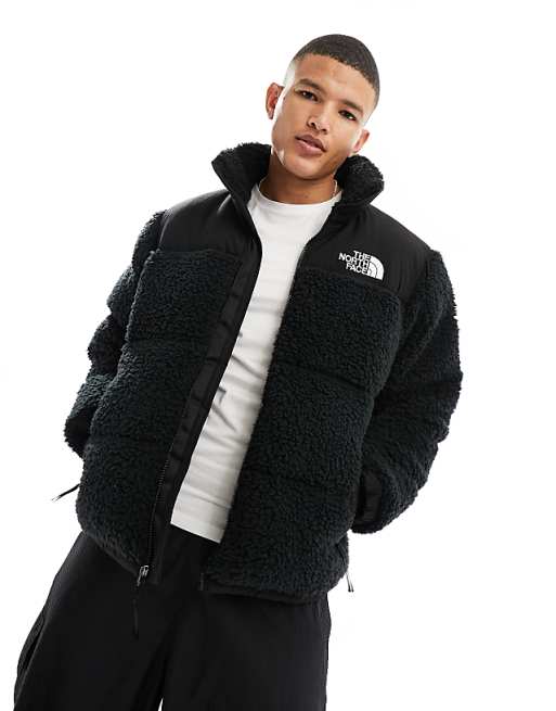 The North Face Nuptse High Pile Down Puffer Jacket in Black