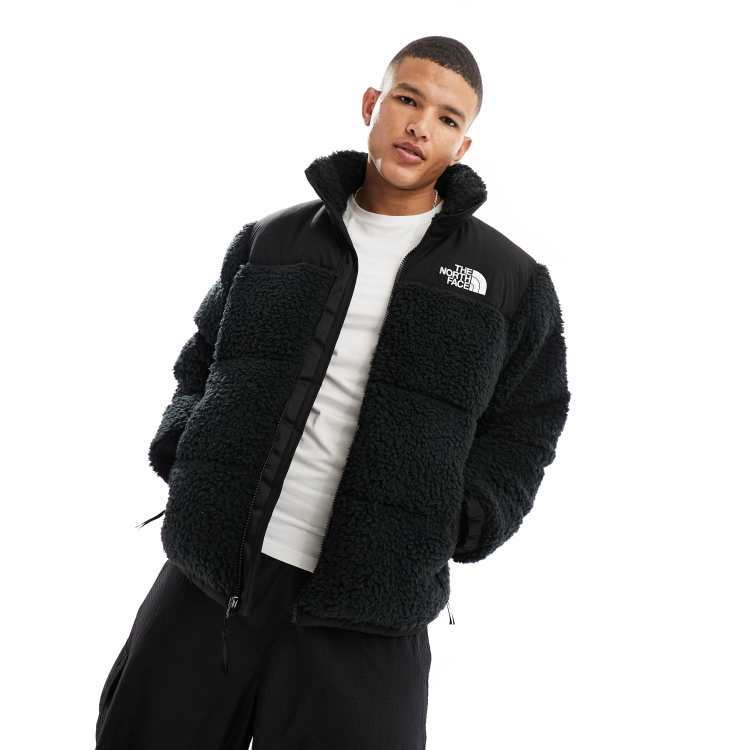 The North Face Nuptse high pile down puffer jacket in black | ASOS