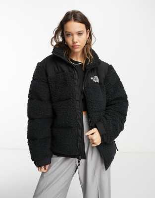 The North Face Nuptse high pile down puffer jacket in black | ASOS